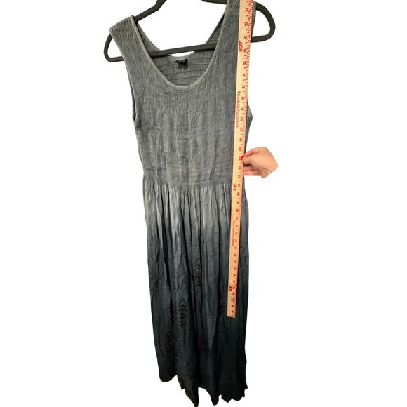 NEW! Sundance L Ombre EMBROIDERED Maxi Dress $198 Smocked Elastic Midi Gray Blue - Picture 6 of 9